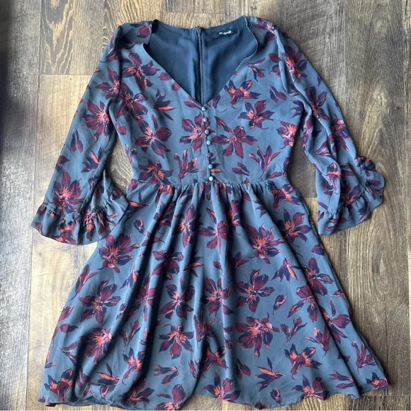Madewell Moonblossom Ruffle-Sleeve Dress - Picture 1 of 4